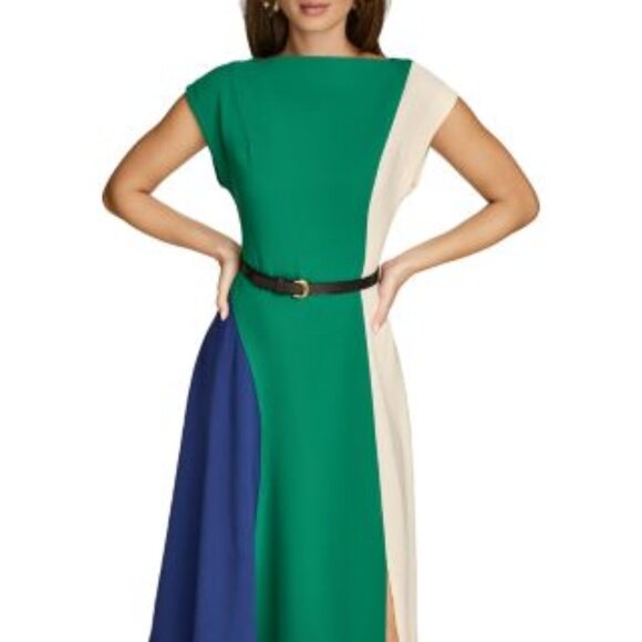 Donna Karan Belted A Line Crepe Dress - Picture 6 of 7